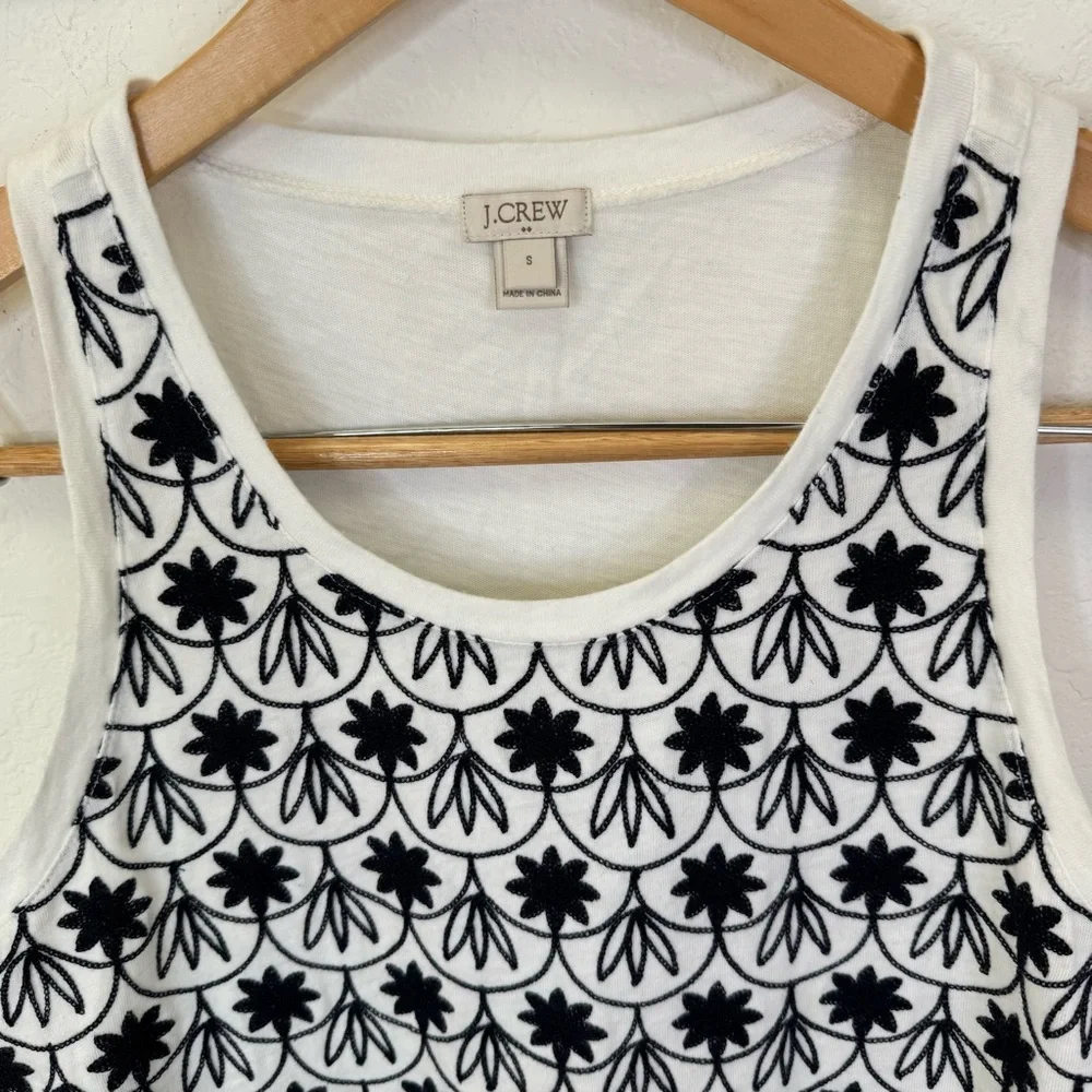 J. Crew Embroidered Tank Top Navy - Picture 3 of 8